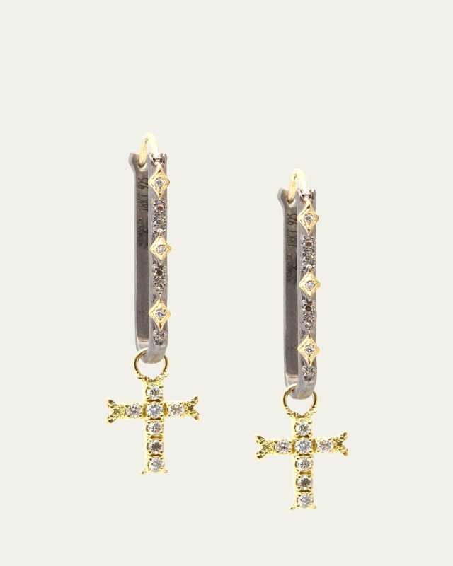 Old World 26mm Paperclip Earrings with Pave Cross Drops